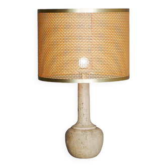 Grande lampe de table en travertin - Attribuée à la production Mannelli