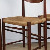 Set of 4 Scandinavian chairs by Peter Hvidt – teak & cord – 1960s