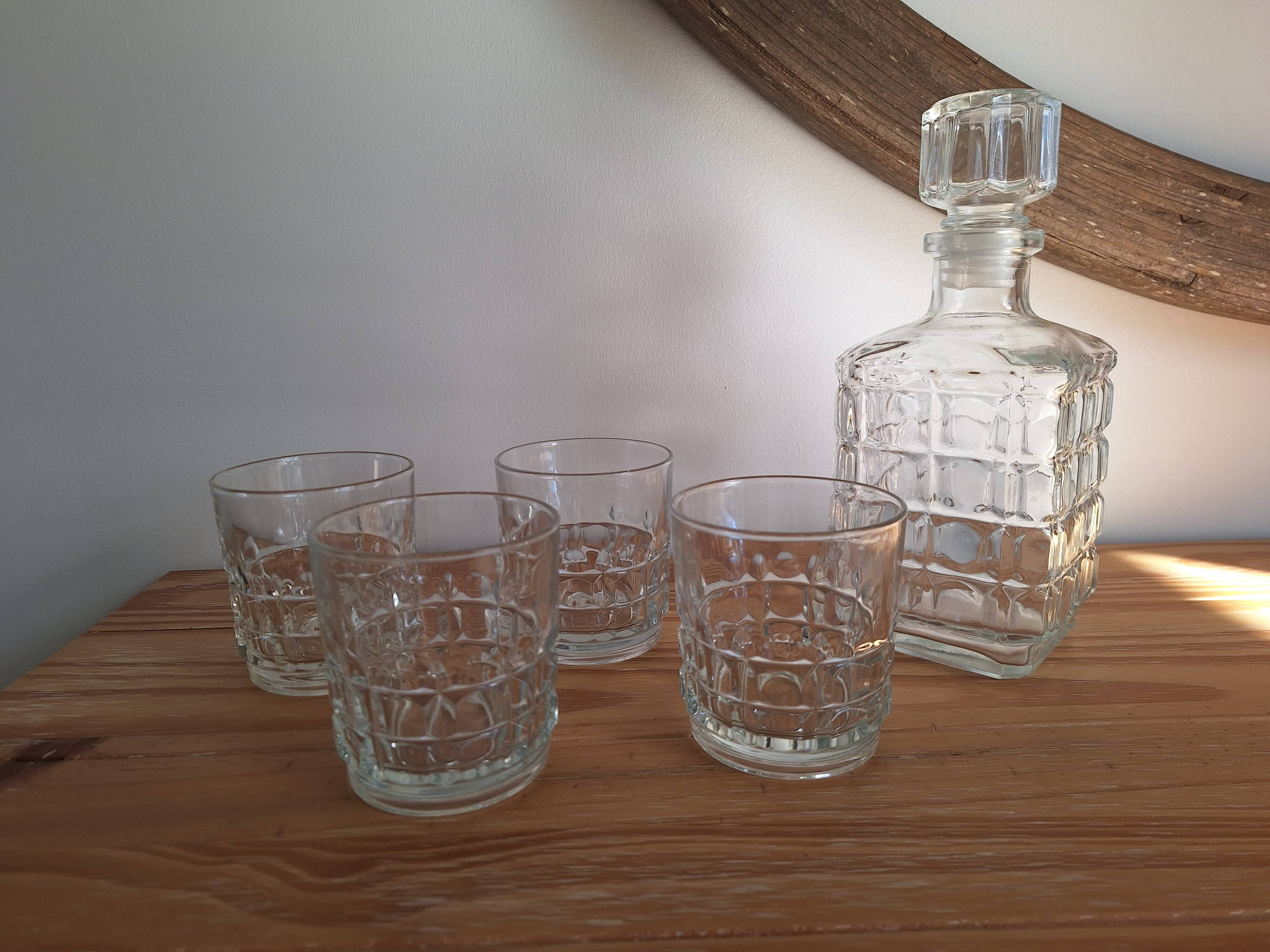 Vintage whiskey decanter and glasses
