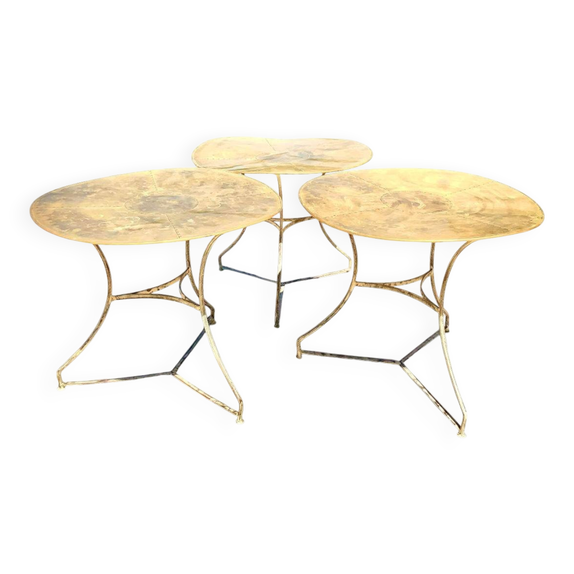 3 bistro tables brass