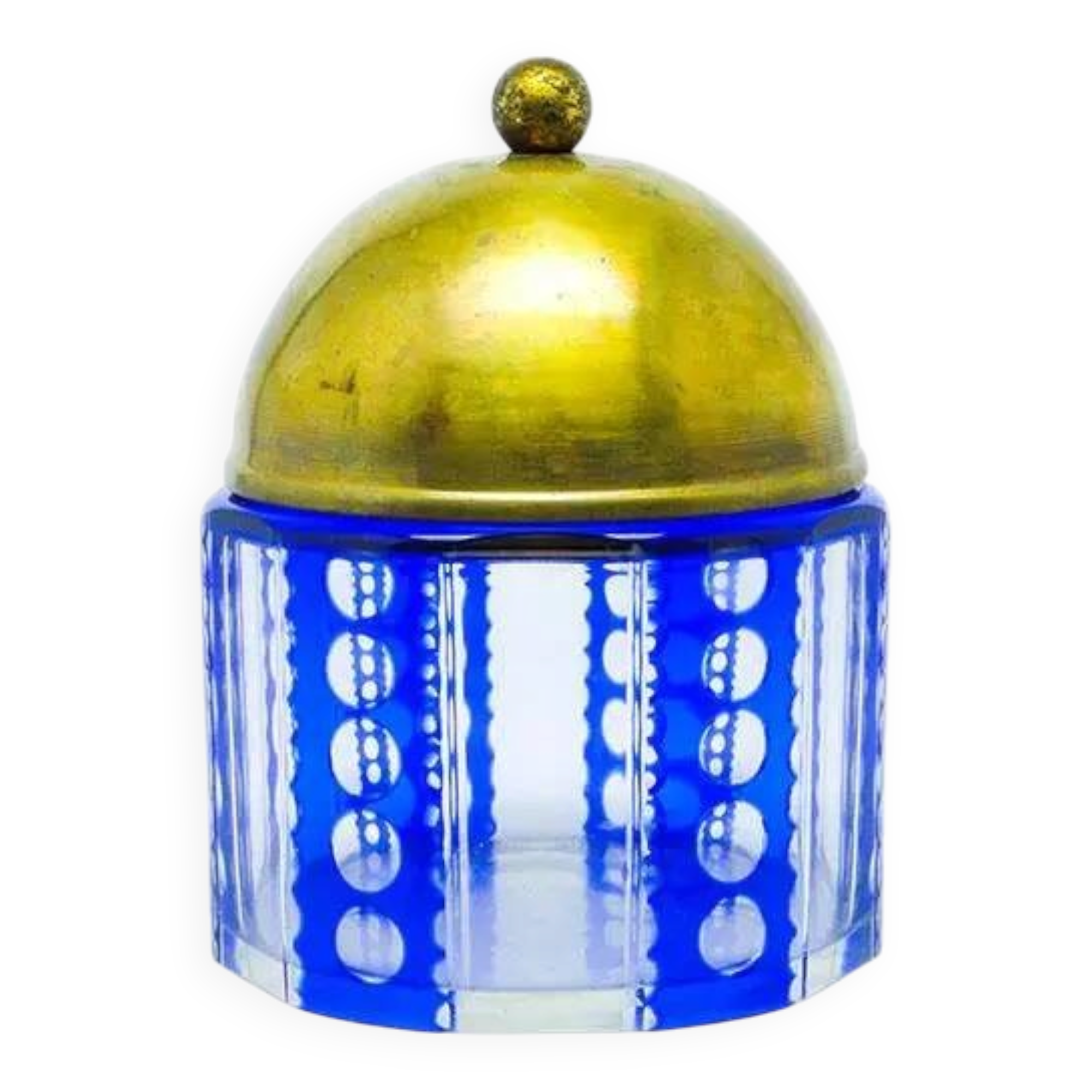 Art Deco bonbonniere, double-layered glass, brass, Germany, 1930s