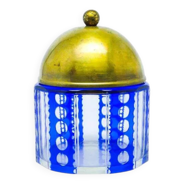 Art Deco bonbonniere, double-layered glass, brass, Germany, 1930s