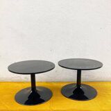 Designer coffee table – tulip base in resin and black lacquered plastic