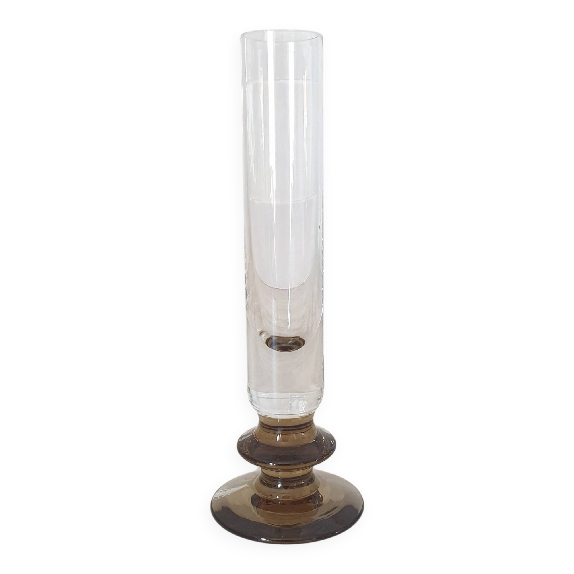 Soliflore en verre et pied marron fumé