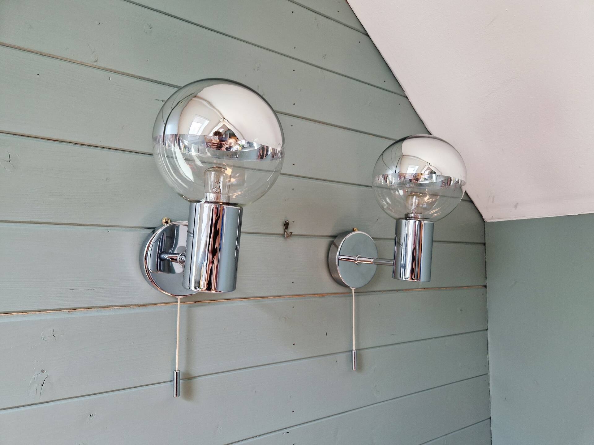 Pair of Space Age wall sconces, Motoko Ishii, Staff Leuchten, 1970