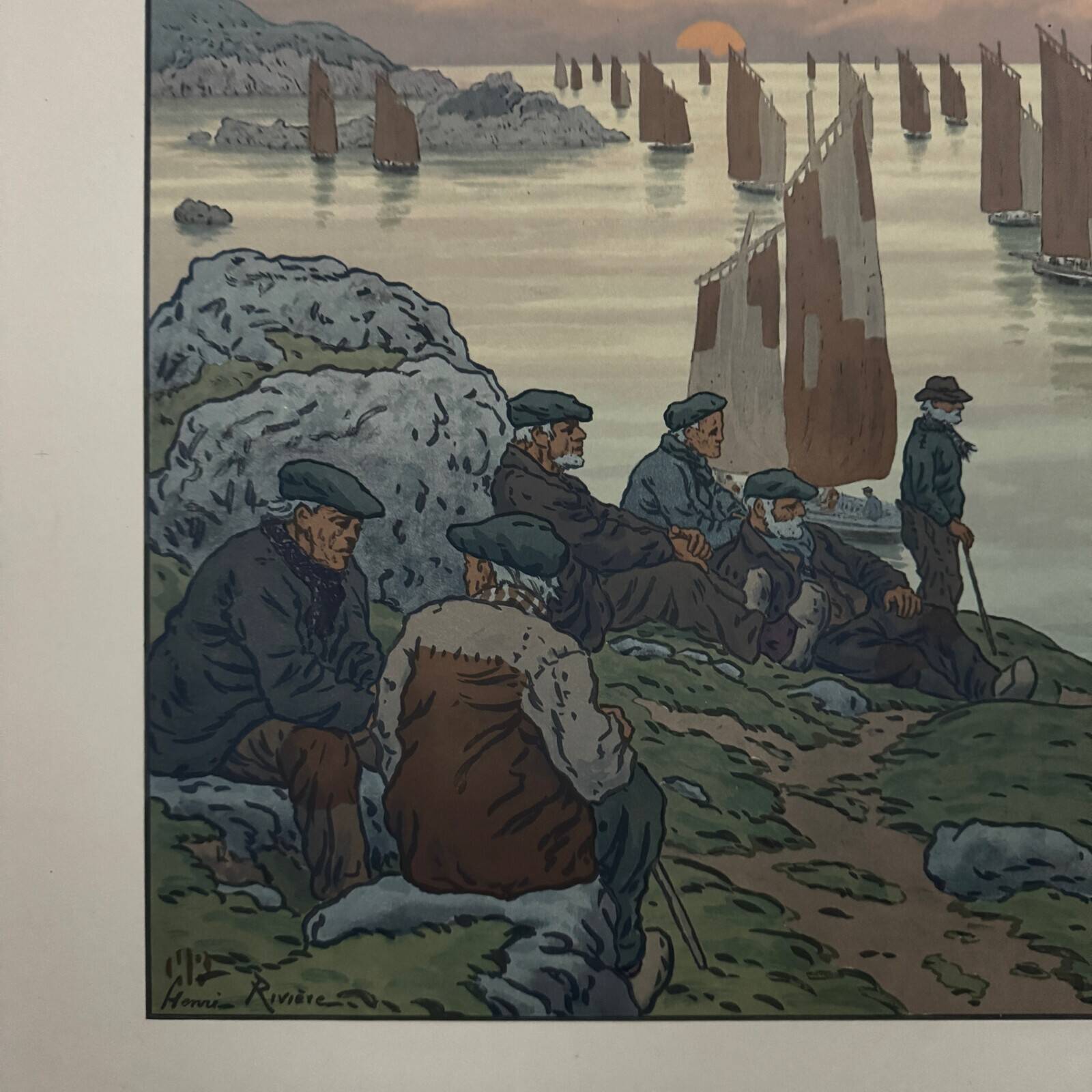 Lithograph by Henri Rivière Au Vent de Noroît - The Old Ones