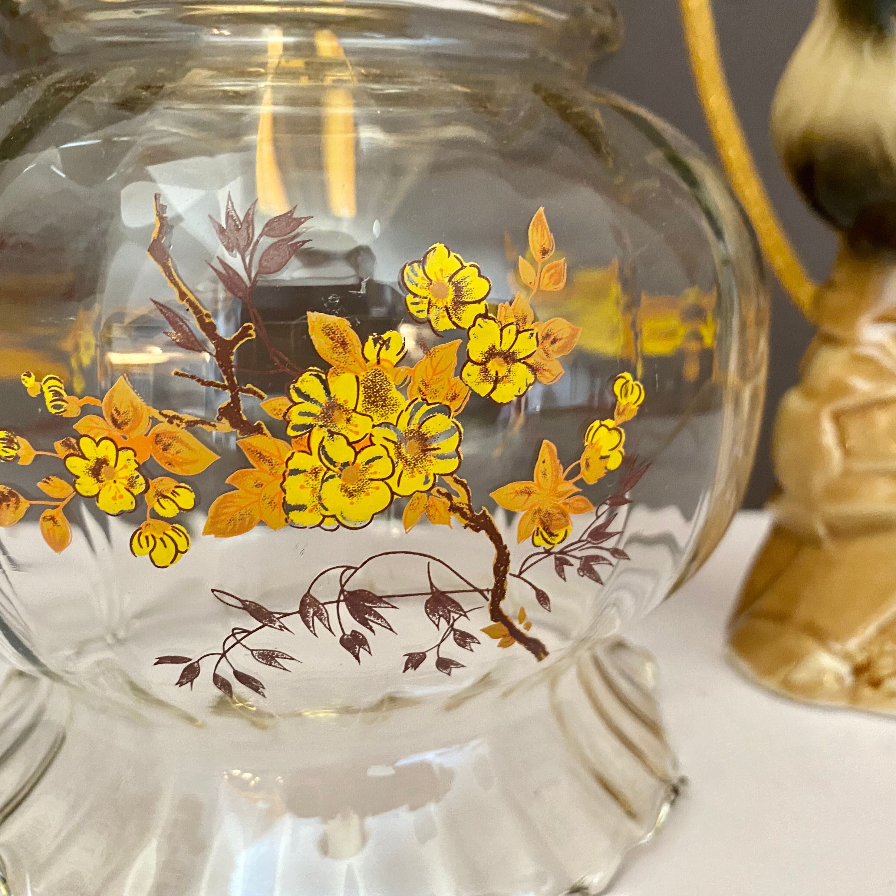 Vintage glass globe walker flower patterns