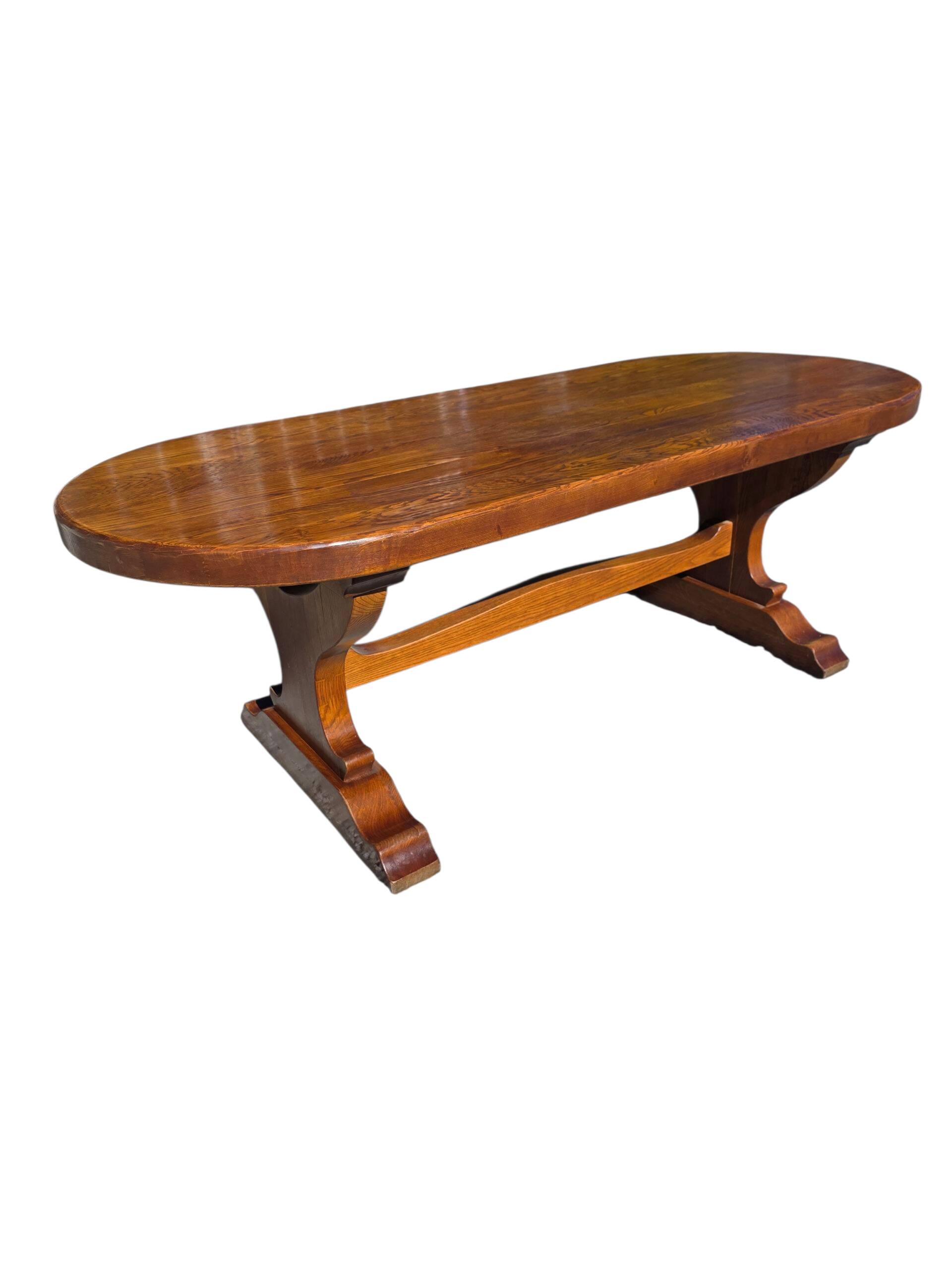 Solid oak farmhouse table, 220×90cm