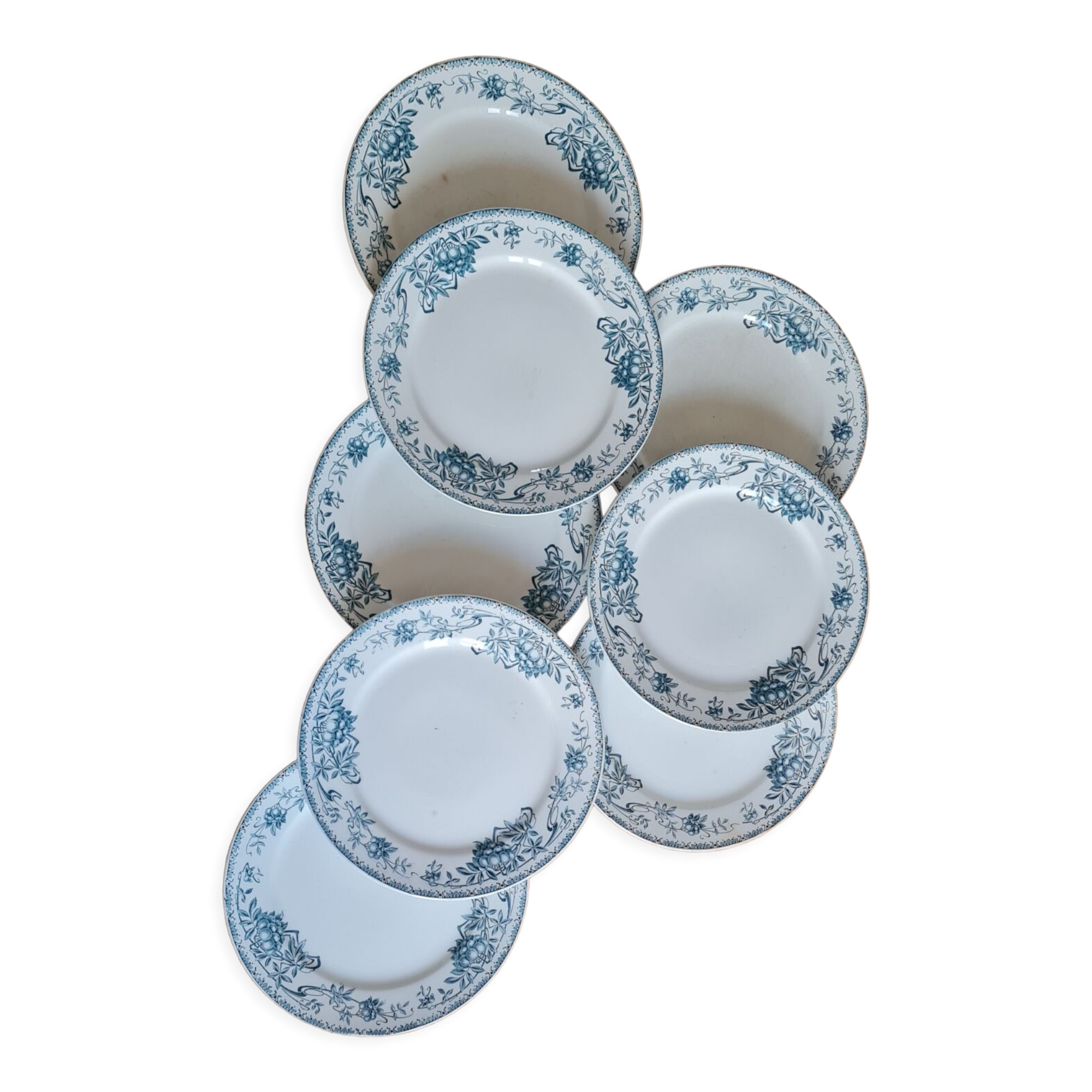 Set of 7 iron clay plates