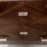 Art Deco chest of drawers with cut sides in mahogany veneer, 20th century