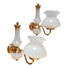 Gold sconces and opaline glass 1970, set of 2