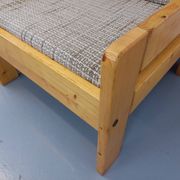 Set of 2 vintage fireside chairs in pine and fabric from the 70s