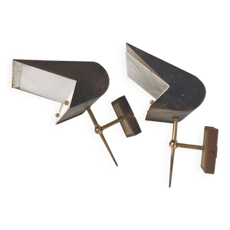 Pair of vintage 1950s wall lights signed M.D.