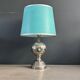Chrome and turquoise metal table lamp