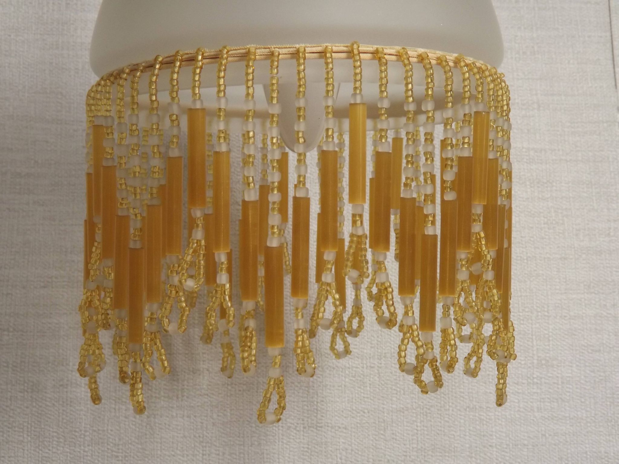 French Vintage Bronze Effect Single Wall Light Opaque Beaded Glass Shade