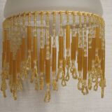 French vintage bronze effect single wall light with opaque beaded glass shade.