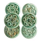 Set of 6 Niderviller oyster plates, moss décor