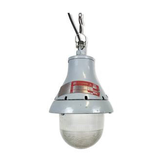 Grey industrial explosion proof light from Crouse-Hinds, 1970s