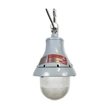 Grey industrial explosion proof light from Crouse-Hinds, 1970s