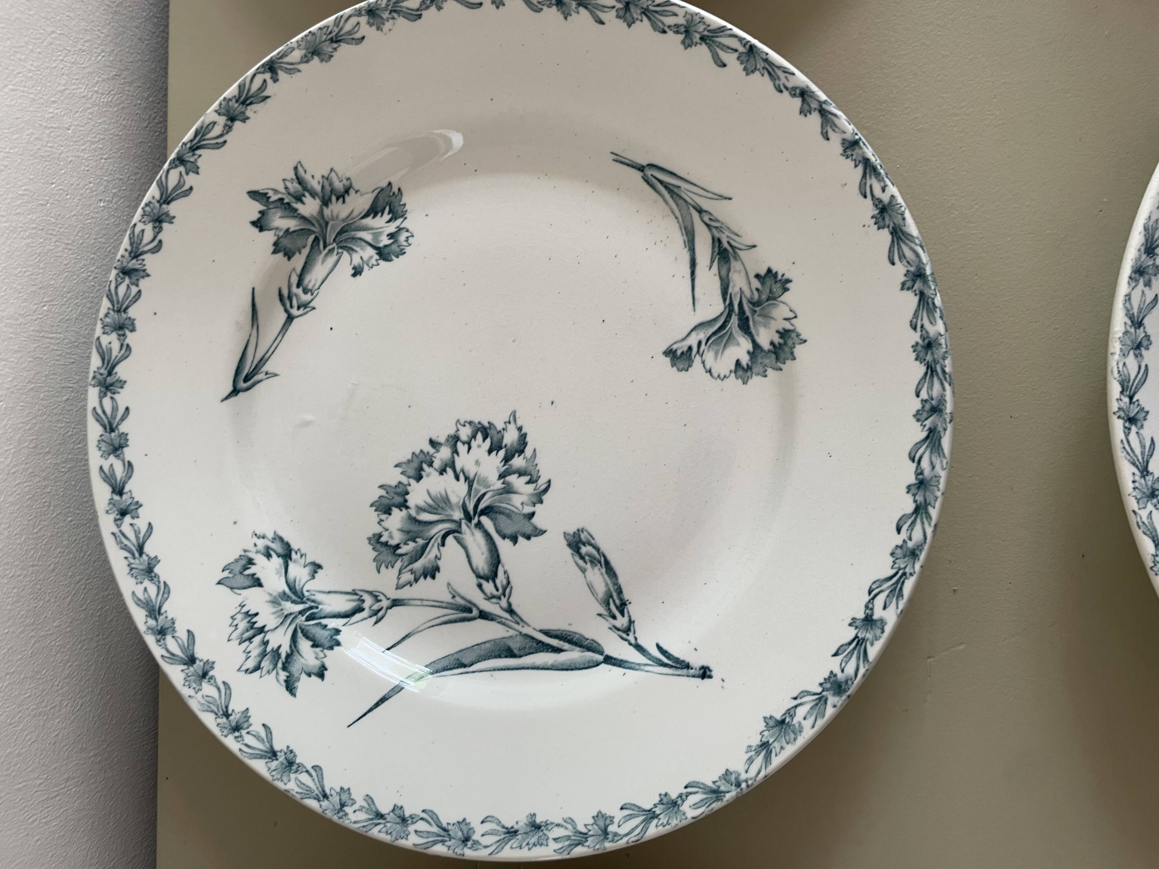 Set of 10 Lunéville ironstone soup plates, Oeillet model