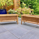Two bamboo and cane planters 1970