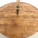 Modernist round table, solid oak, cylindrical pine base, DLG Perrian.