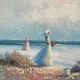 J. Miller. "Riverside Walk." Oil on canvas. Impressionism.