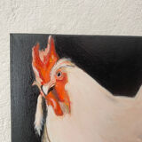 Coq portrait à l’huile sur toile