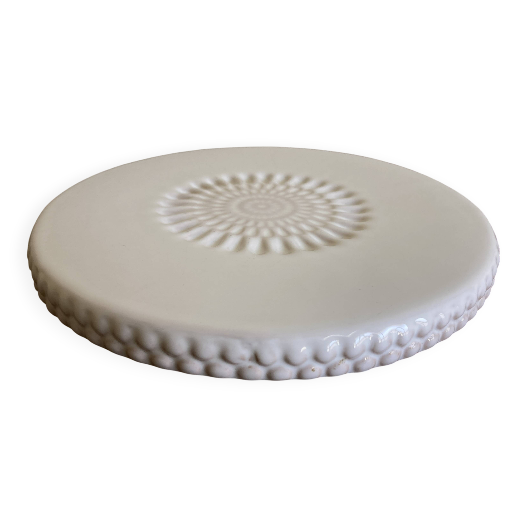 Pierre Motton glazed earthenware scalloped trivet for Gien