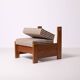 Pair of brutalist armchairs, Czechoslovakia, 1970s, made of pine wood and wool.
