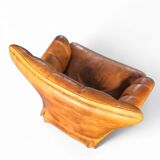 Sheep leather club chair 1970s with magazine holder