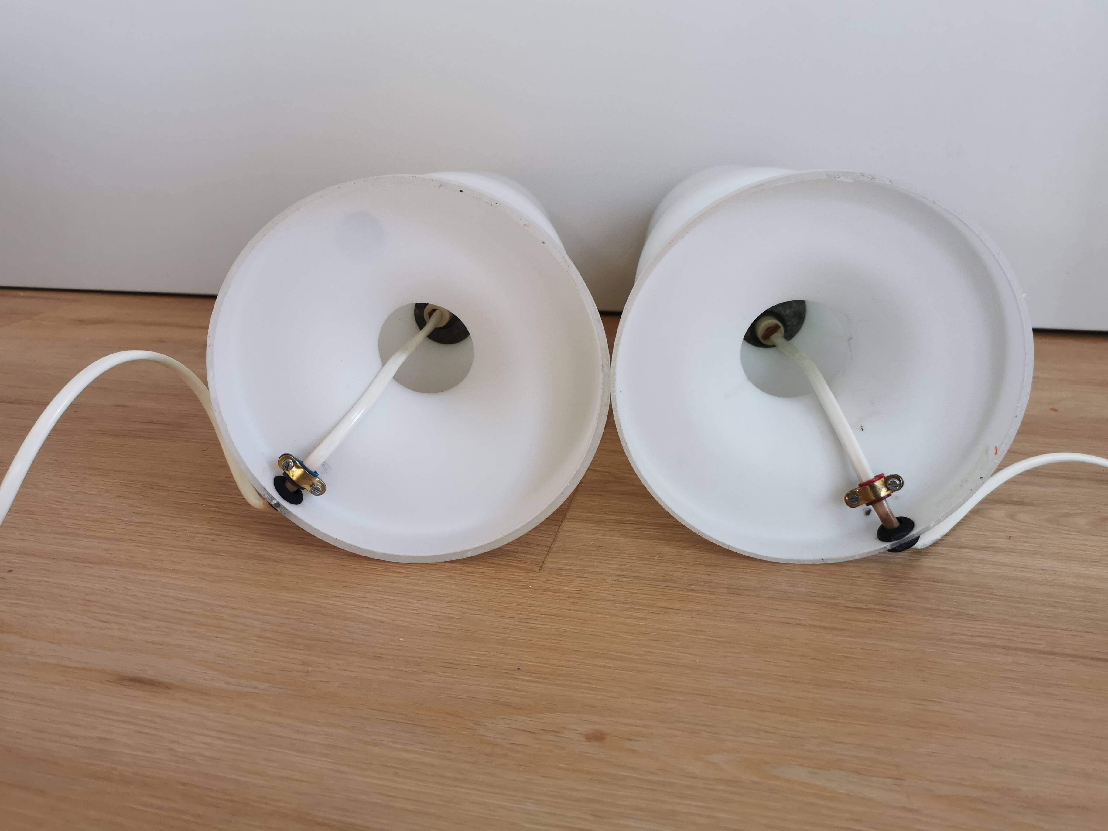 Set of 2 Vintage White Glass Table Lamp by Ivan Jakes, Czechoslovakia 1960s