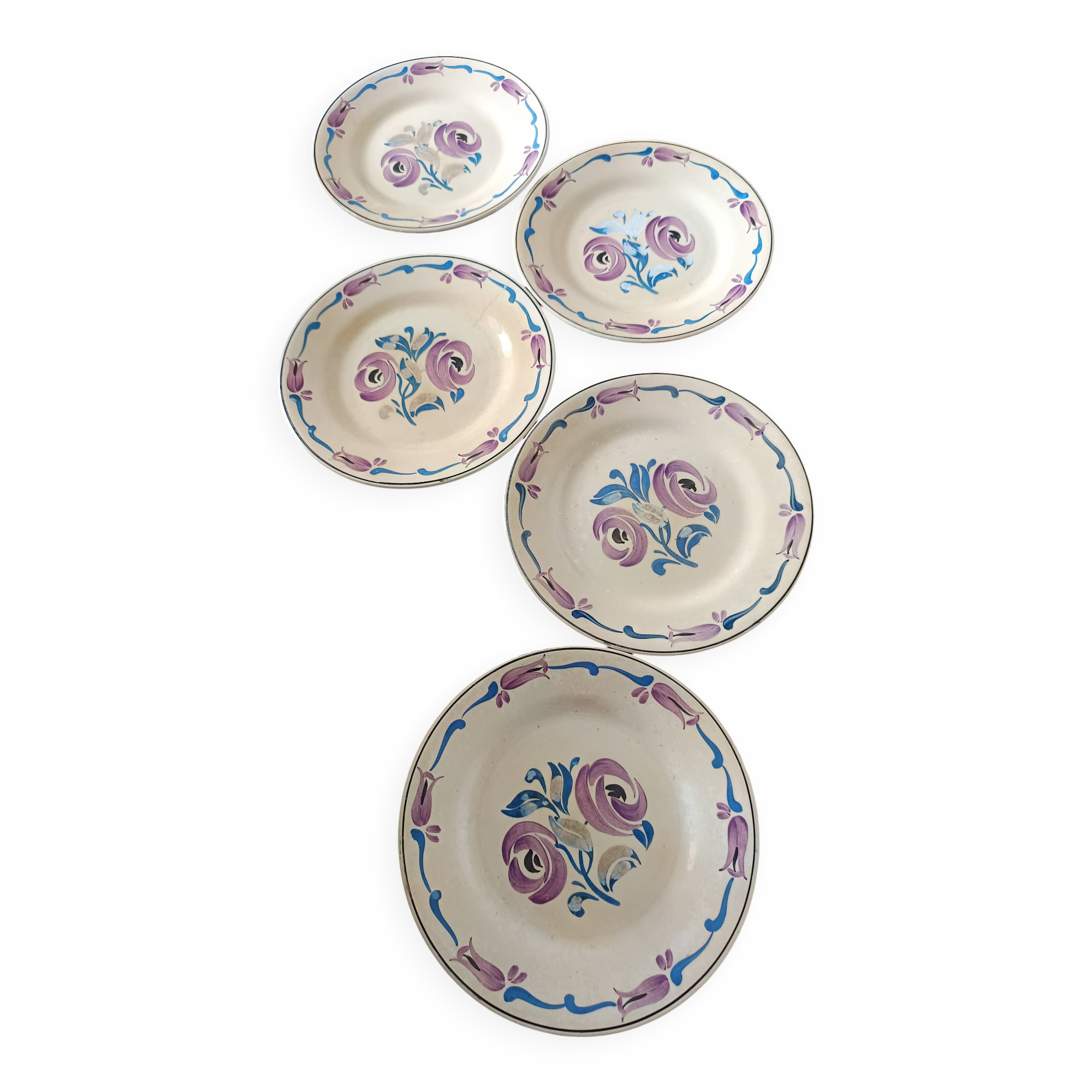Set of 5 plates from 1930 signed Marcel Goupy