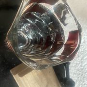 Vintage garnet glass geometric vase