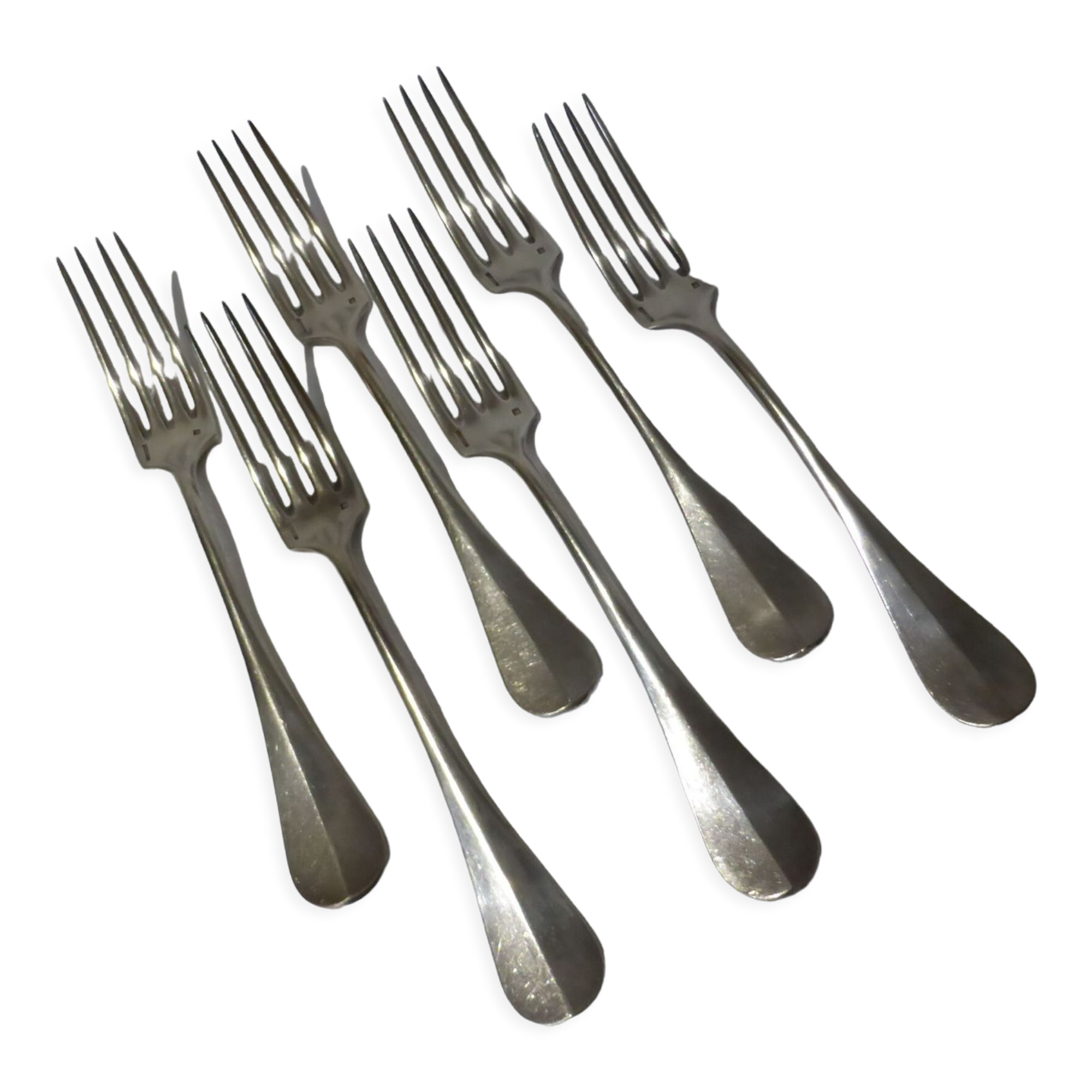 6 vintage silver metal forks