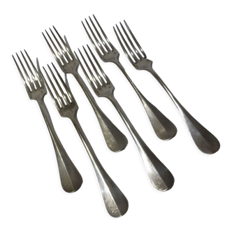 6 fourchettes vintage en métal argenté
