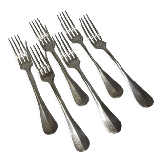 6 vintage silver metal forks
