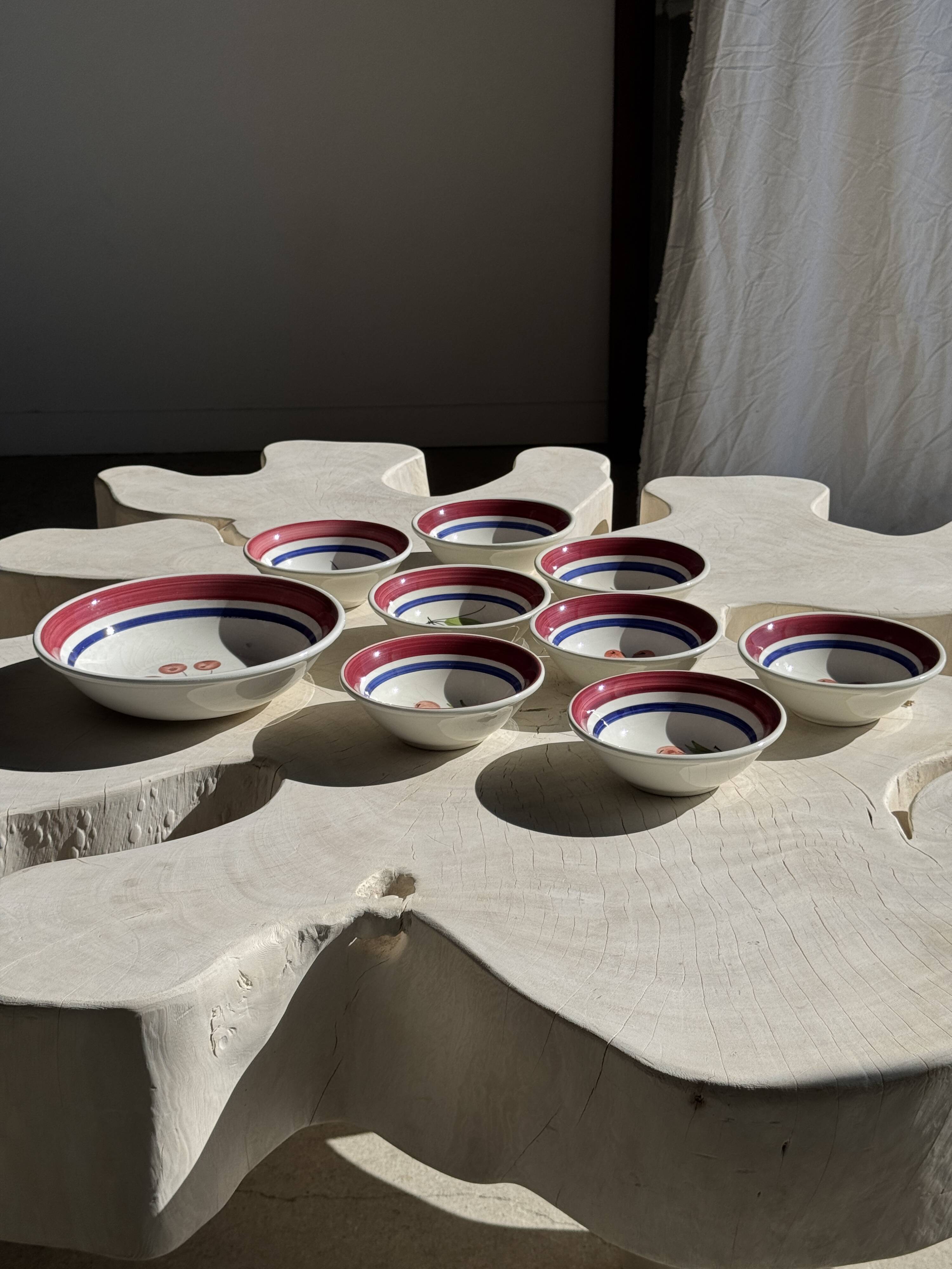 Vintage Italian Fruit Salad Set: Salad Bowl and 8 Bowls