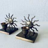 Pair of sun candle holders