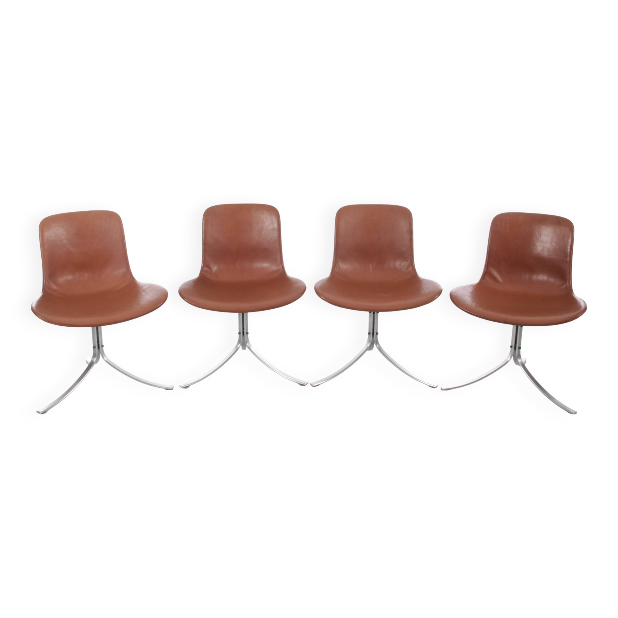 Set of 4 Scandinavian chairs model PK9 original edition K. Christiansen