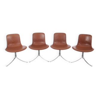 Set of 4 Scandinavian chairs model PK9 original edition K. Christiansen