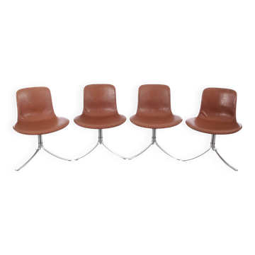 Suite de 4 chaises scandinaves modele PK9 édition originale K. Christiansen