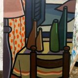 Oil painting on canvas "Still Life and Sea 7" Franco Prayer (1924) 60x50 cm