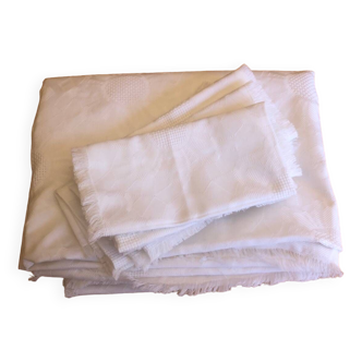 Nappe et serviettes coton blanc