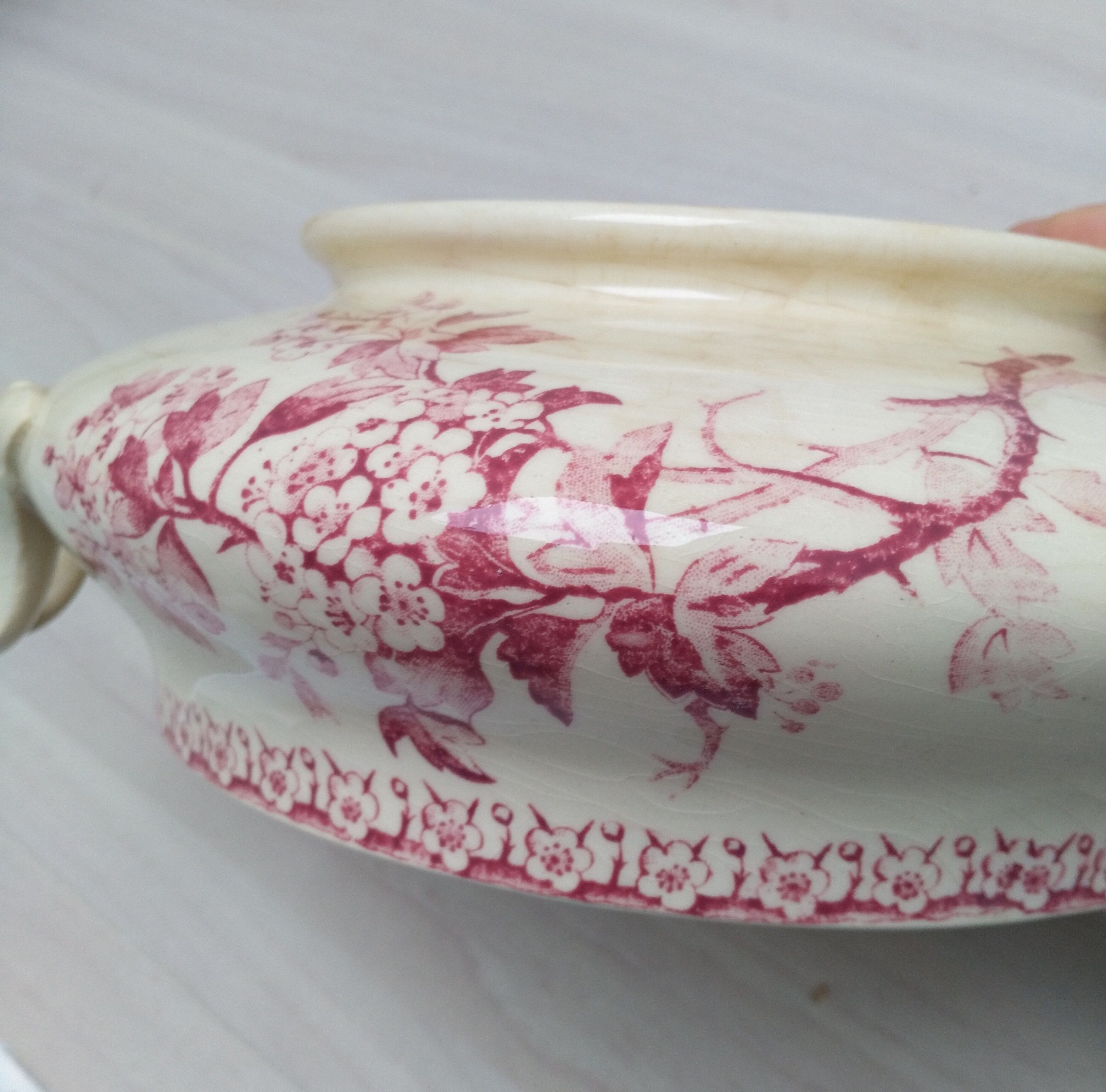 Iron earth tureen from Gien model Pink Hawthorn
