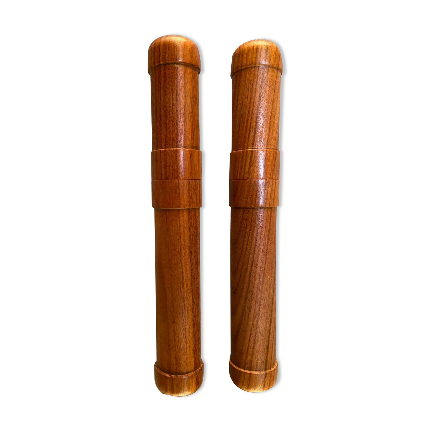 Pair of Havana cigar cases made of solid exotic wood
