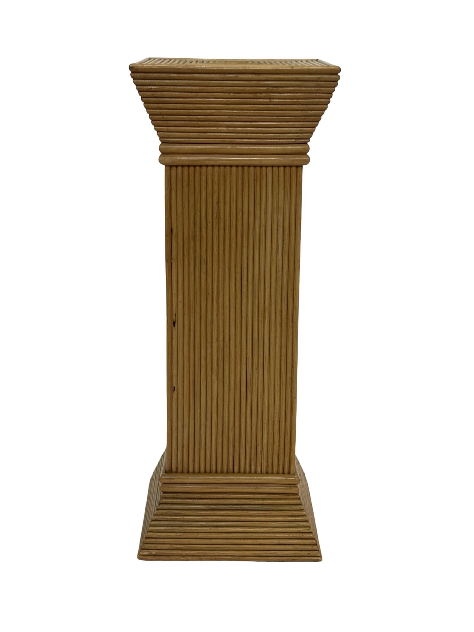 Vintage column vase in rattan, boho bamboo pillar from the 70s, McGuire in rattan.