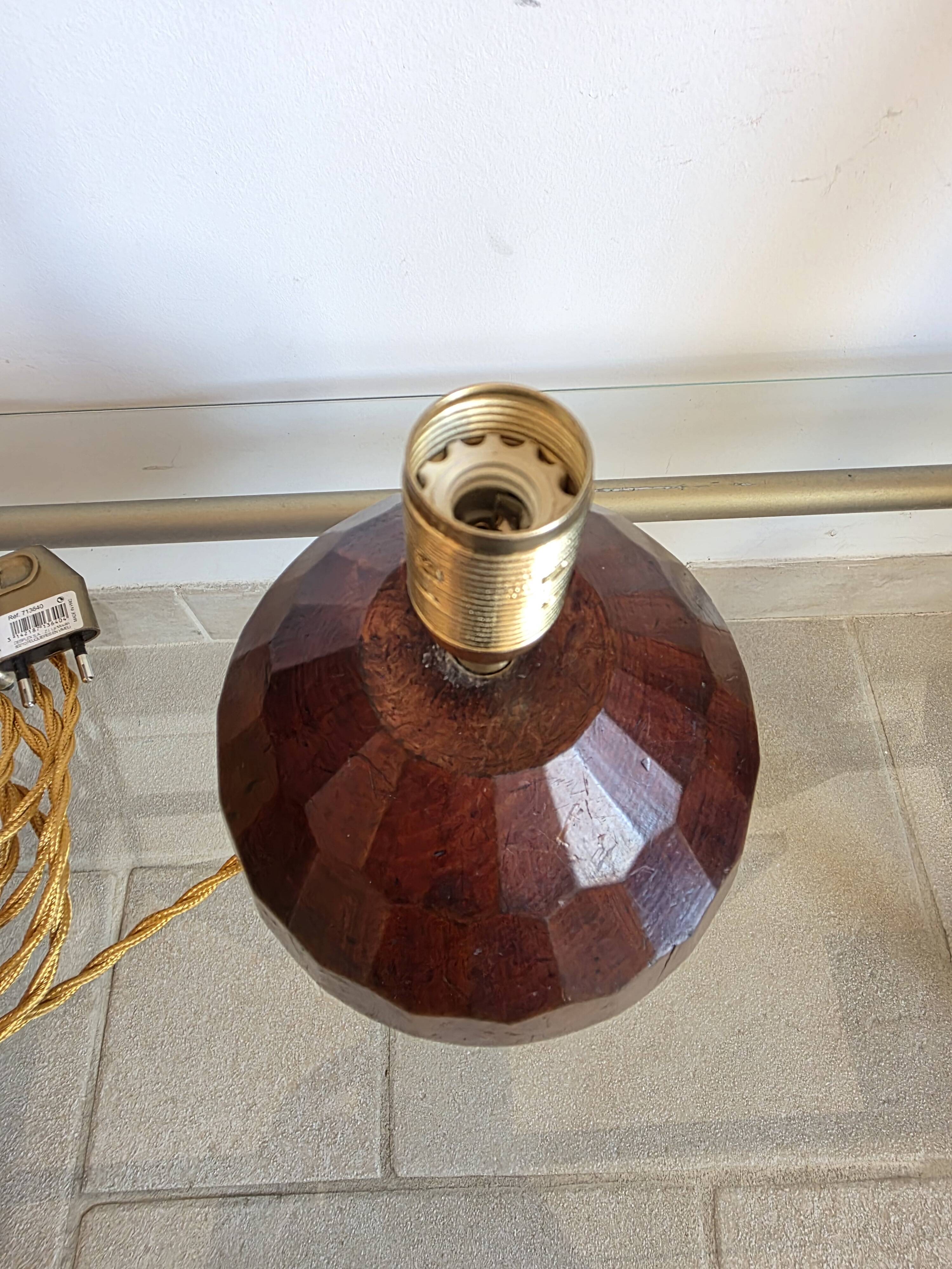 70's wooden ball lamp stands