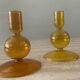 Pair of vintage amber glass candlesticks