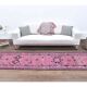 Vintage Pink Geometric Turkish Hand-Knotted Runner 80x337